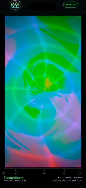 Fractal Bloom running in Fun Spectrum Analyzer